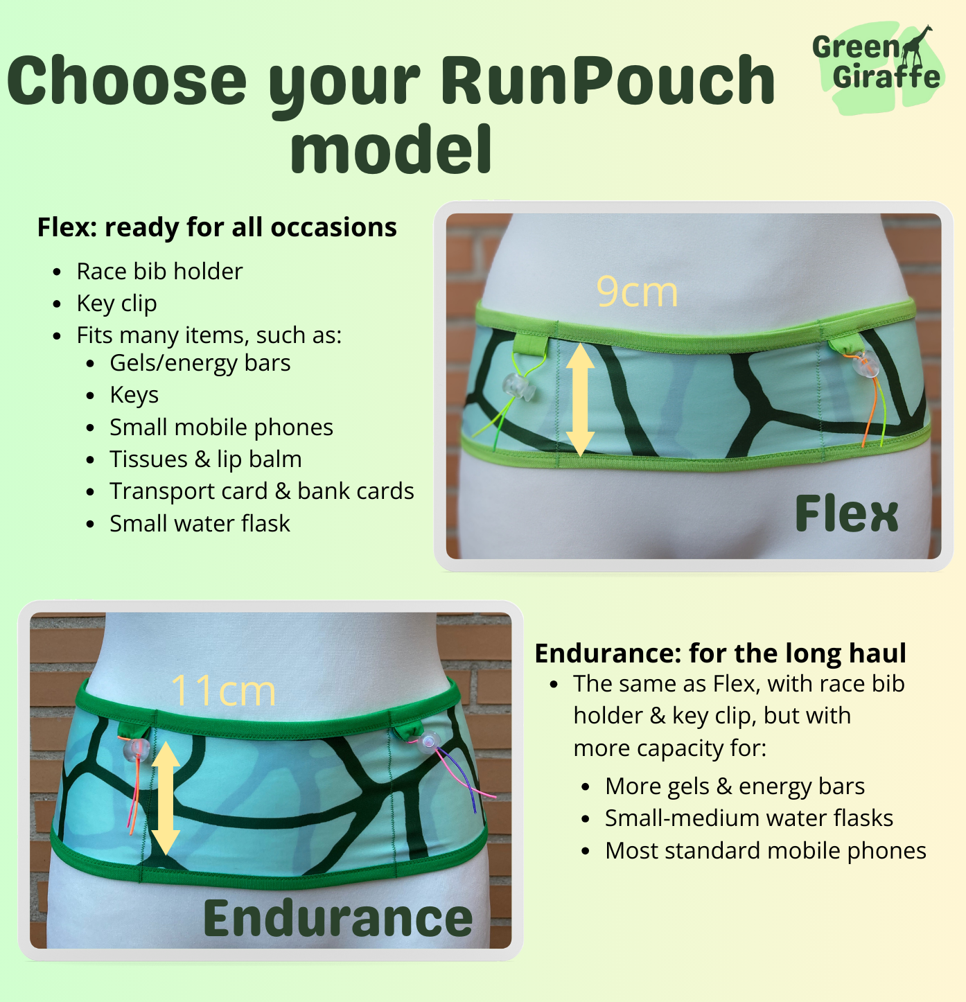 RunPouch Running Belt - Space Pony | Whimsical & Fun for Active Adventures - Green Giraffe