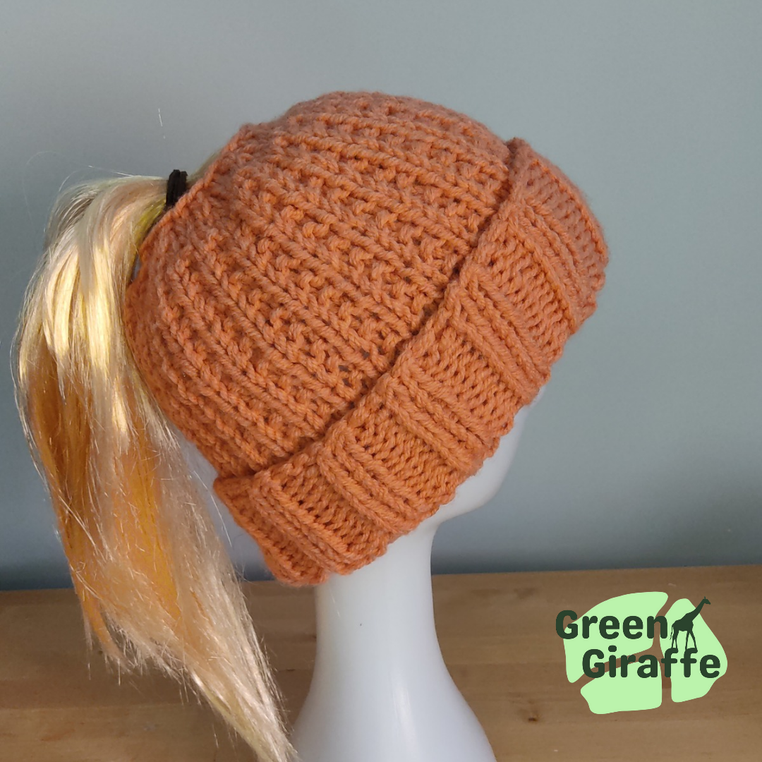 Ponytail Perfect Woolly Hat - Green Giraffe