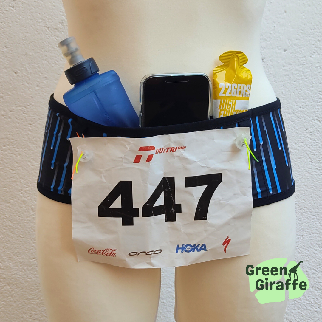 RunPouch Running Belt - Blue cascade - Green Giraffe