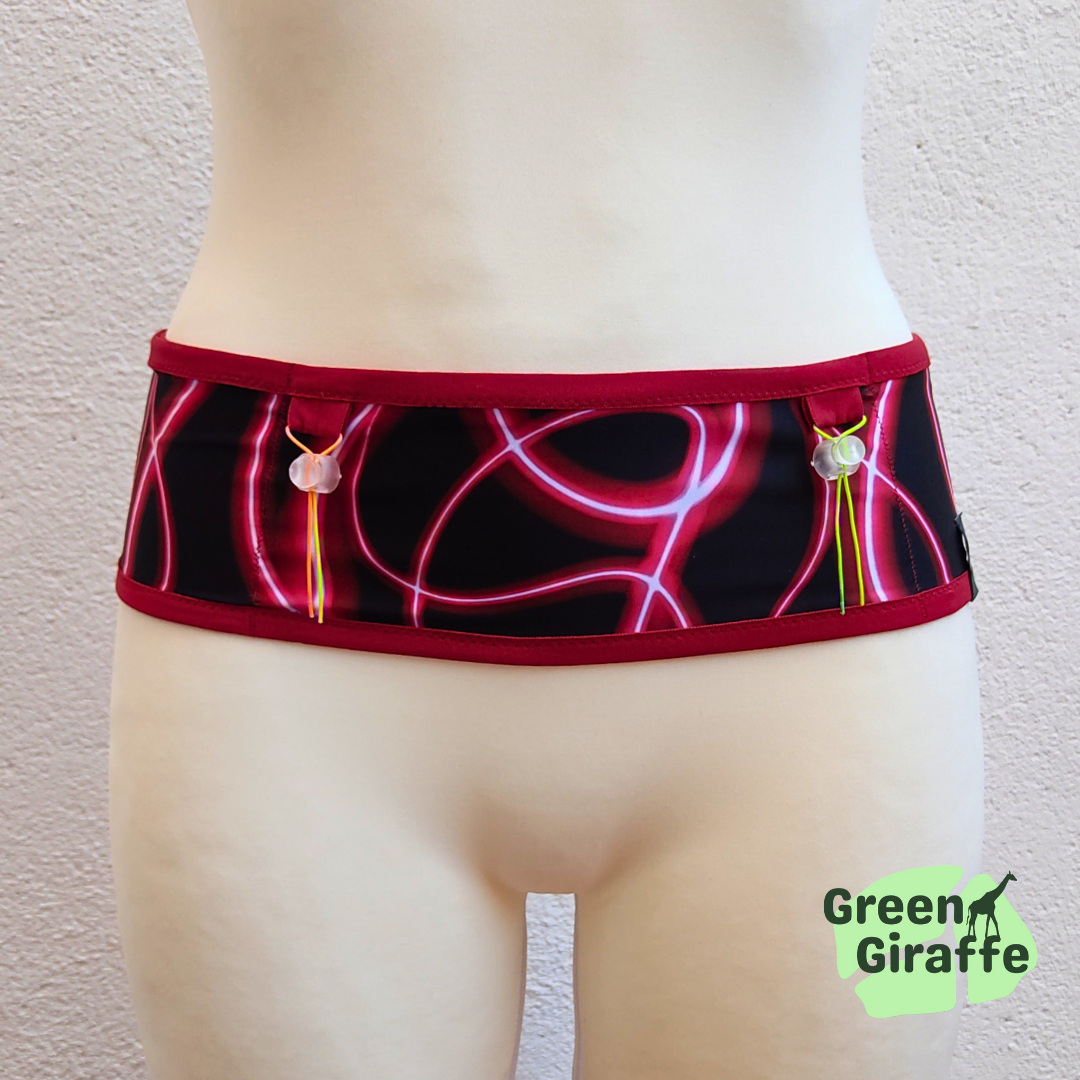 RunPouch Running Belt - Red wire - Green Giraffe