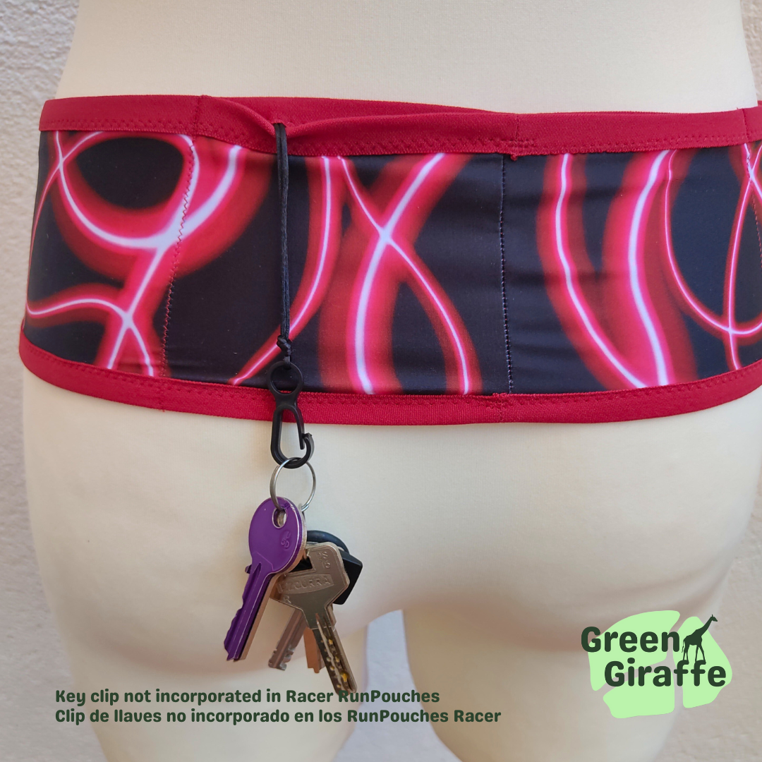 RunPouch Running Belt - Red wire - Green Giraffe