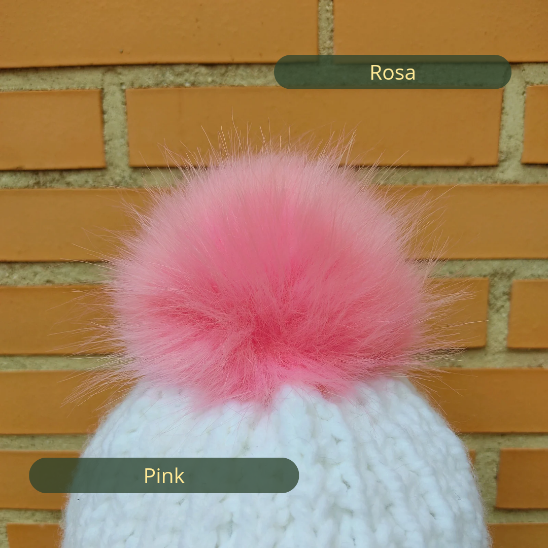 Pink coloured pompom