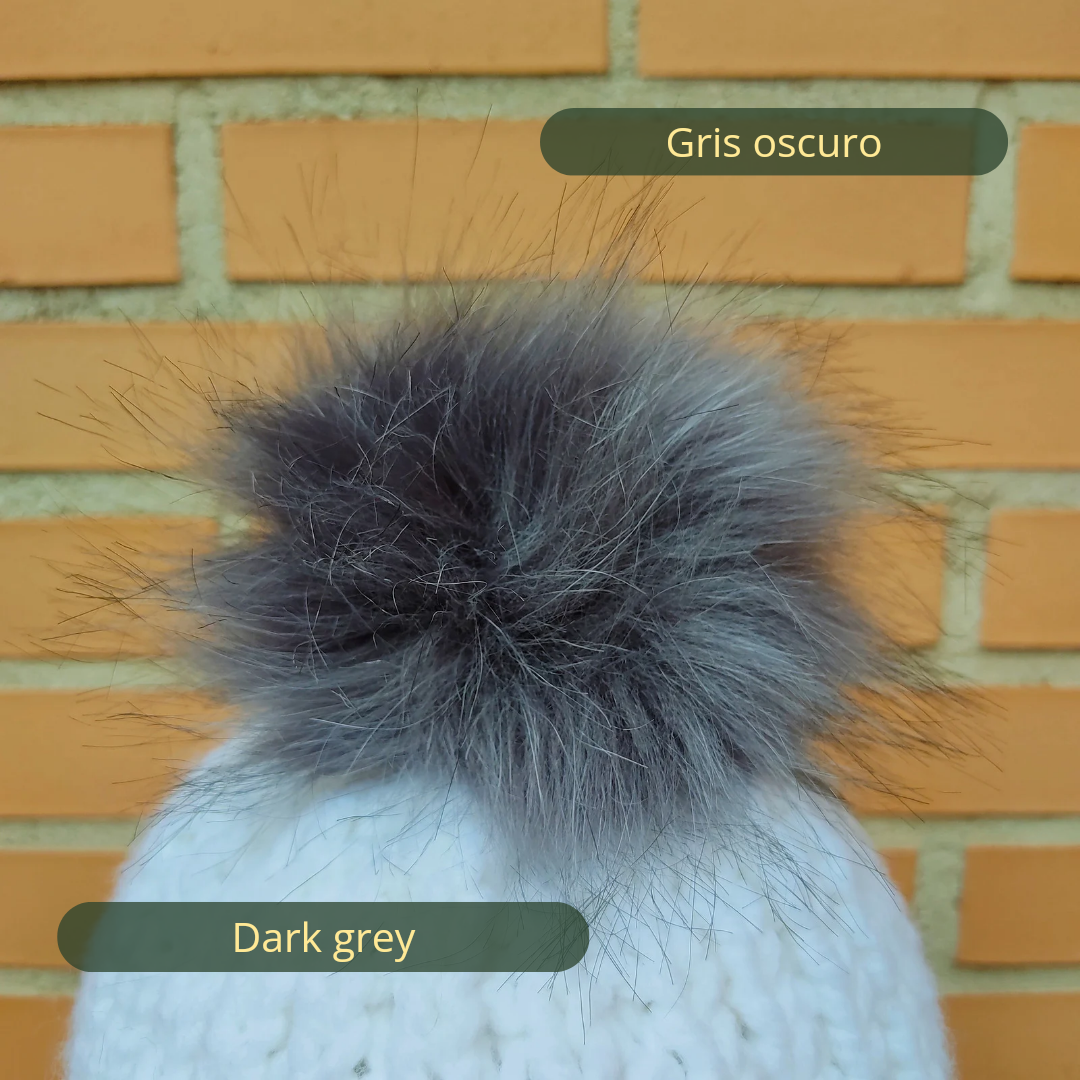 Dark grey coloured pompom