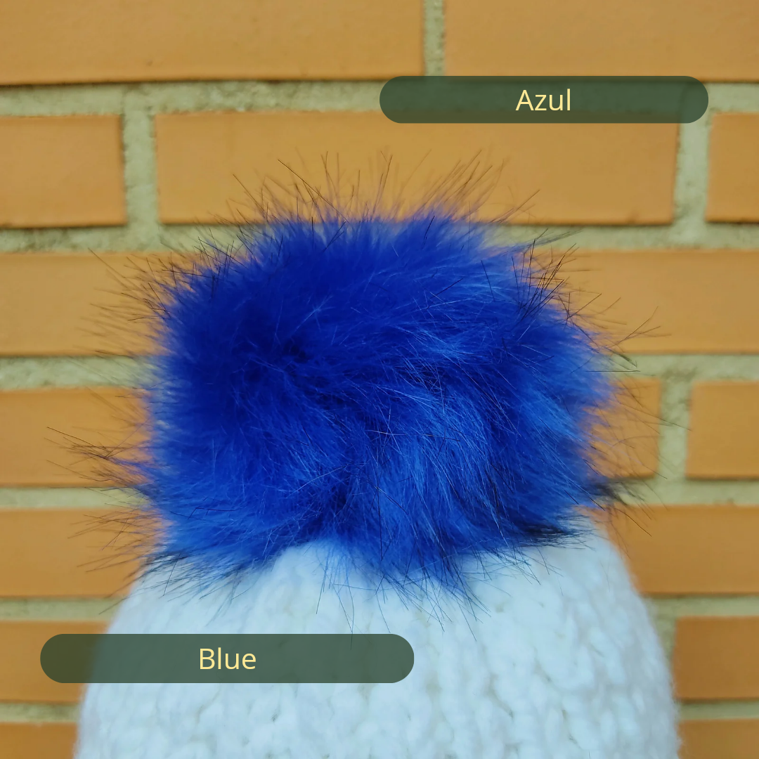 Blue coloured pompom
