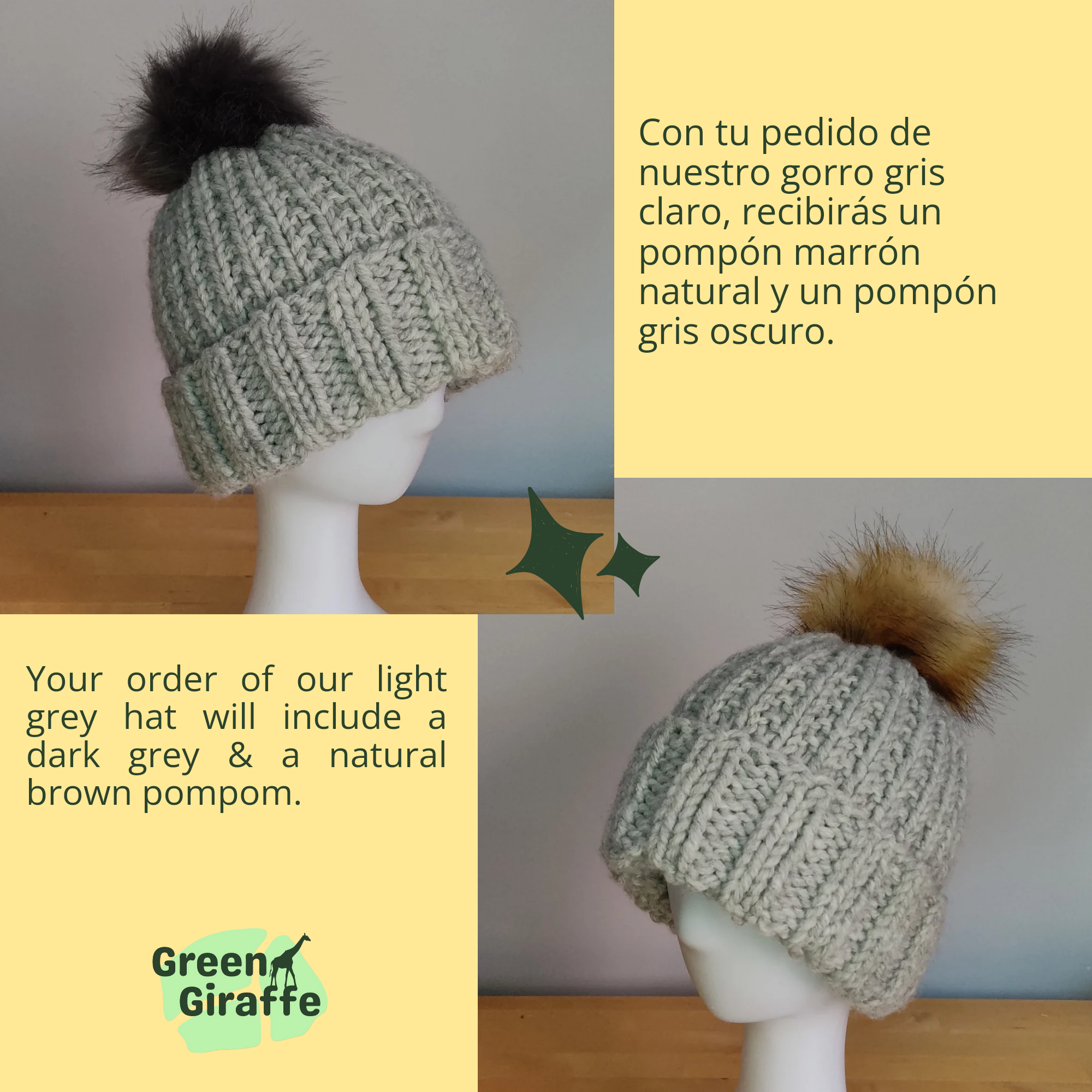 PomSwitch Woolly Hat - Green Giraffe
