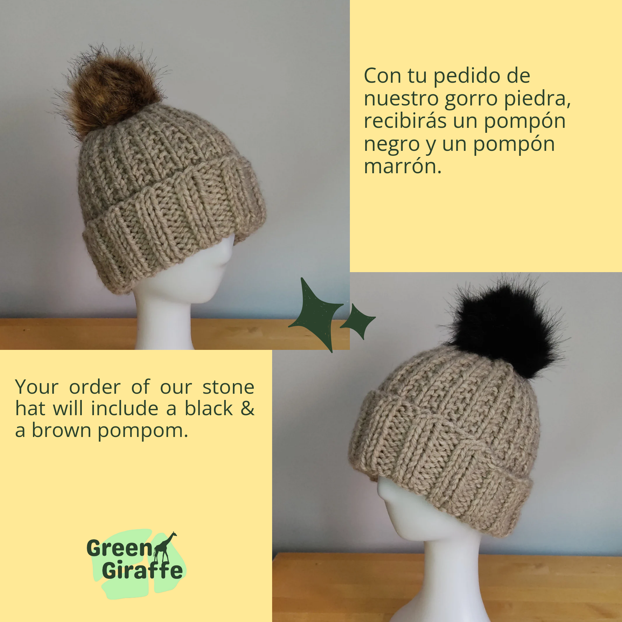 PomSwitch Woolly Hat - Green Giraffe
