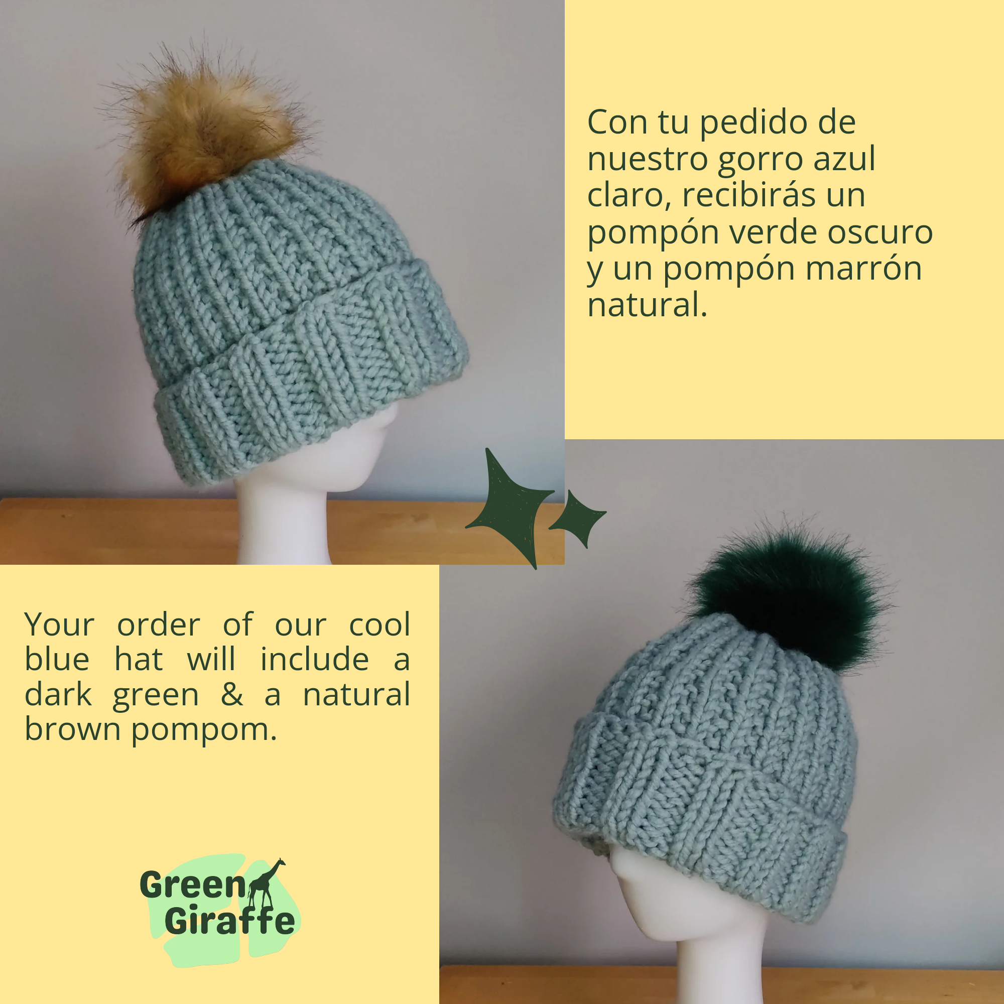 PomSwitch Woolly Hat - Green Giraffe