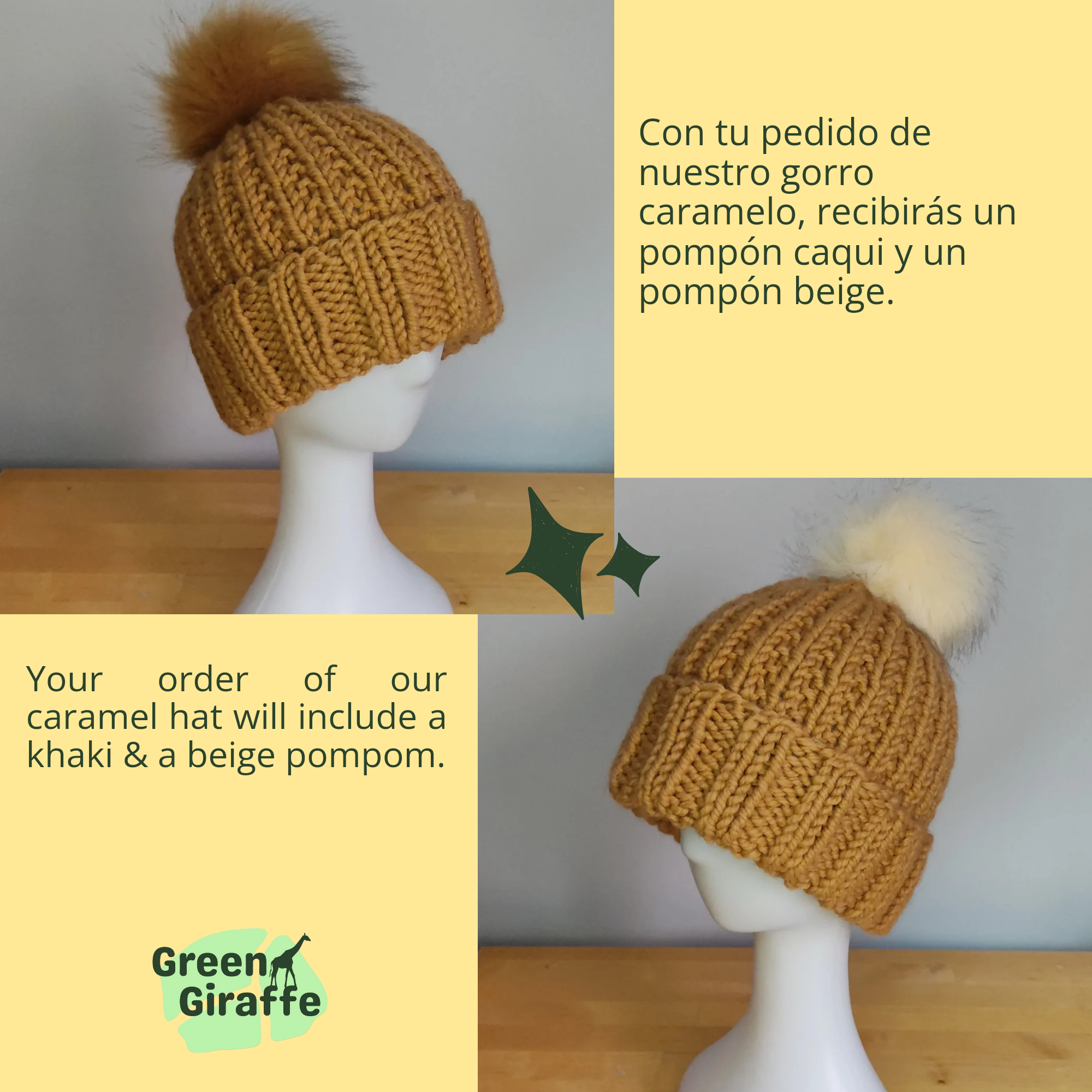 PomSwitch Woolly Hat - Green Giraffe