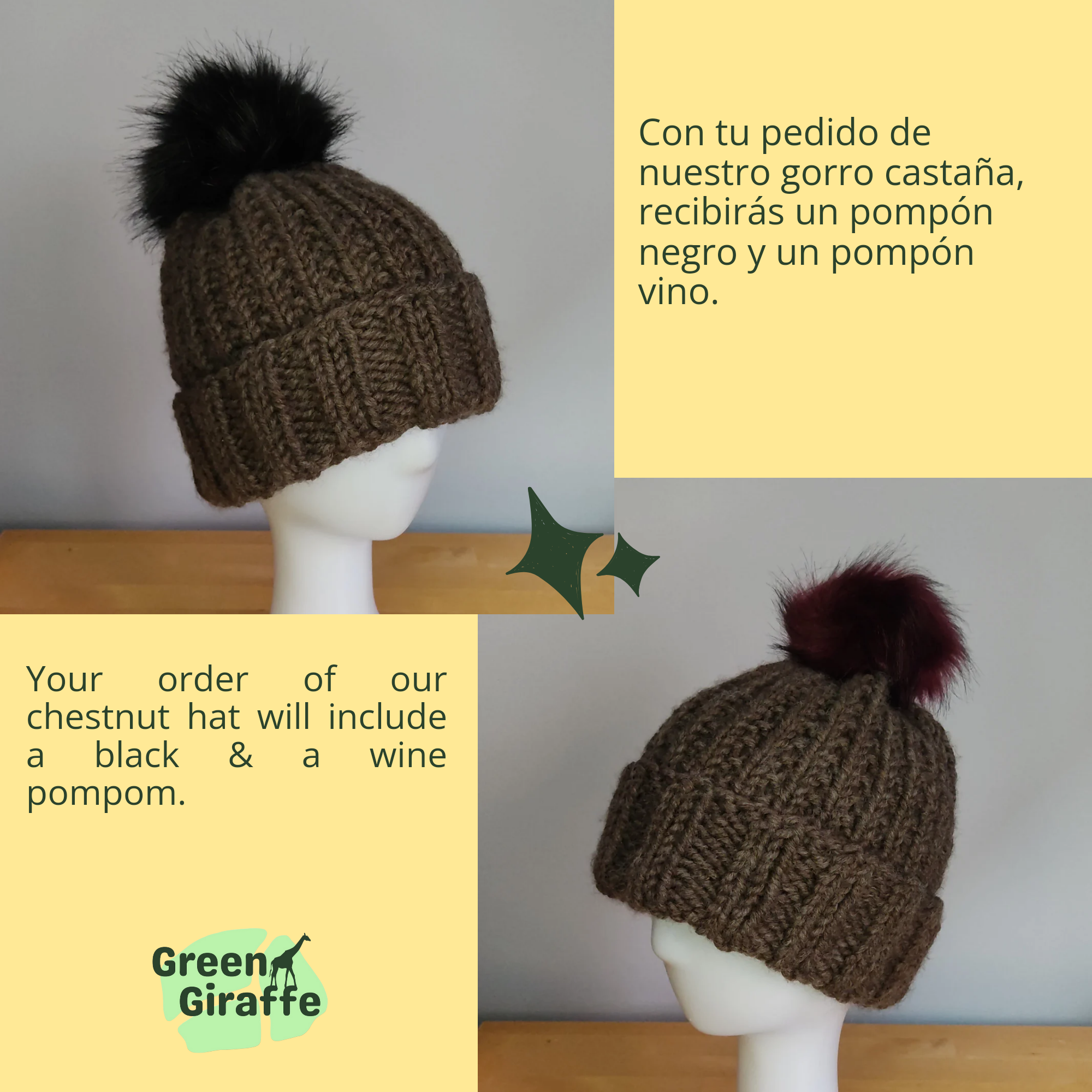 PomSwitch Woolly Hat - Green Giraffe