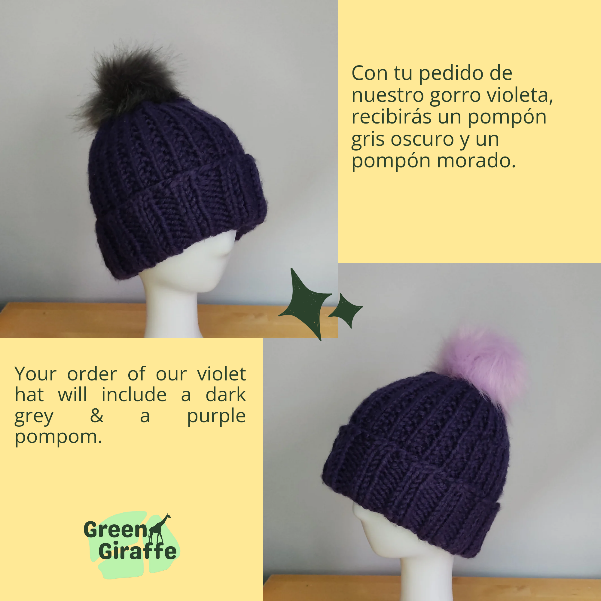PomSwitch Woolly Hat - Green Giraffe
