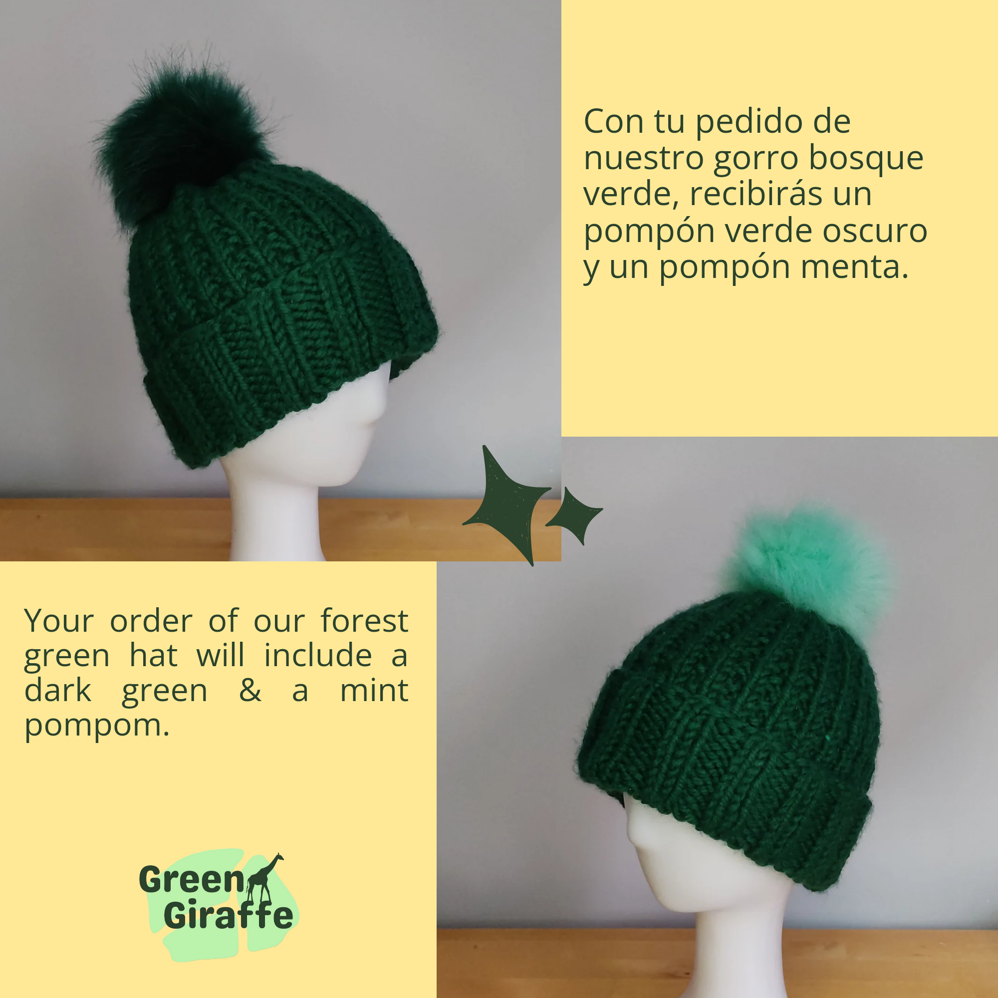 PomSwitch Woolly Hat - Green Giraffe