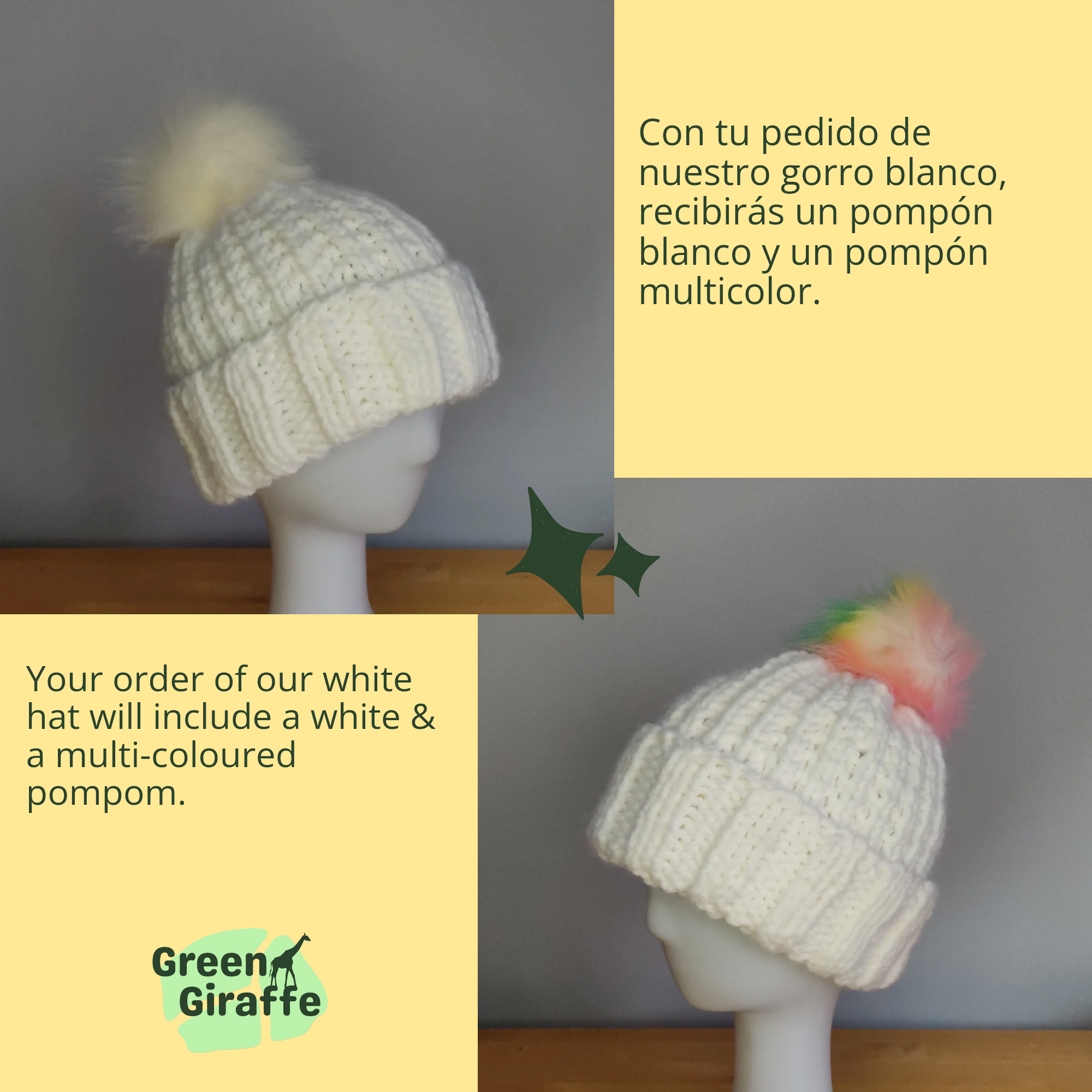 PomSwitch Woolly Hat - Green Giraffe