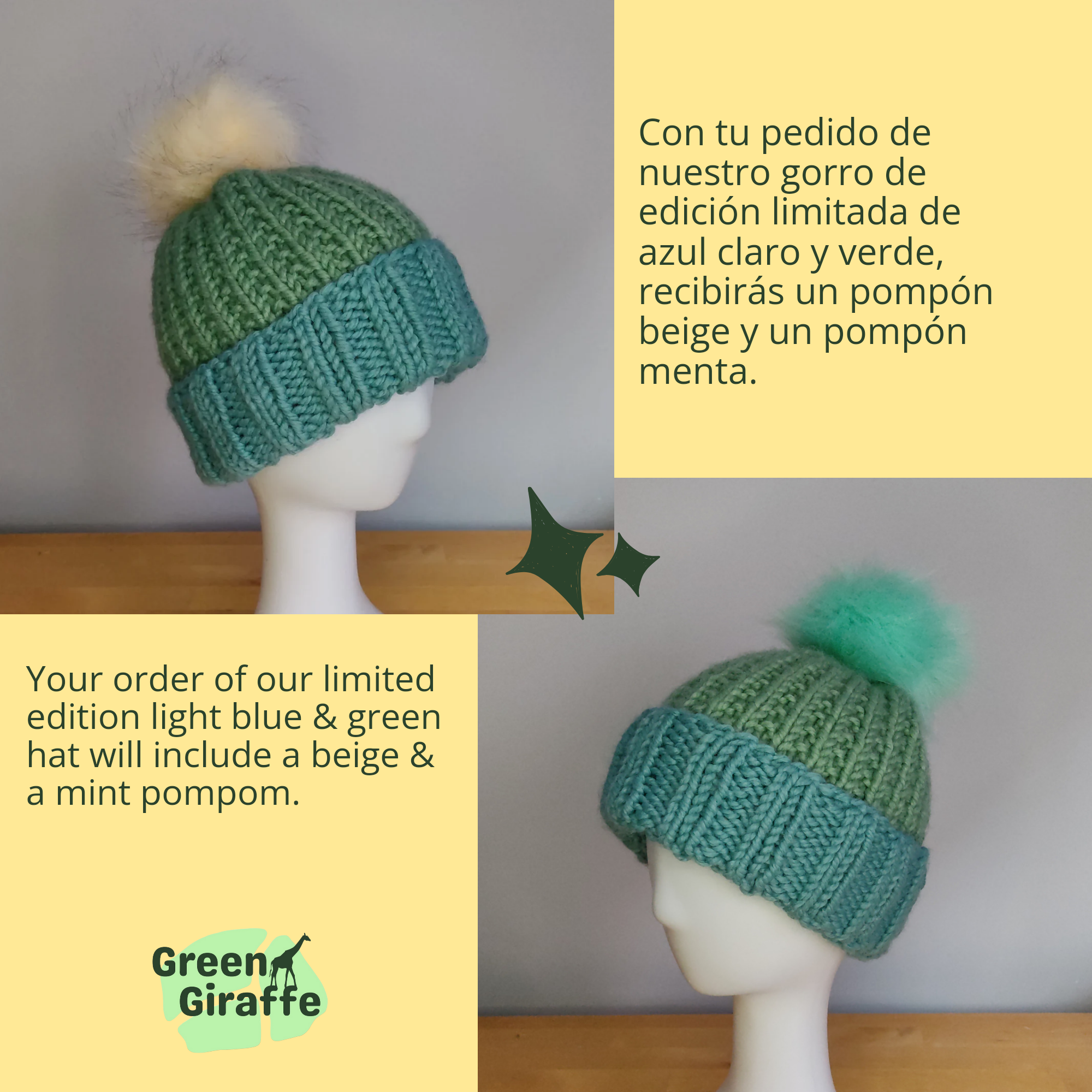 PomSwitch Woolly Hat - Green Giraffe