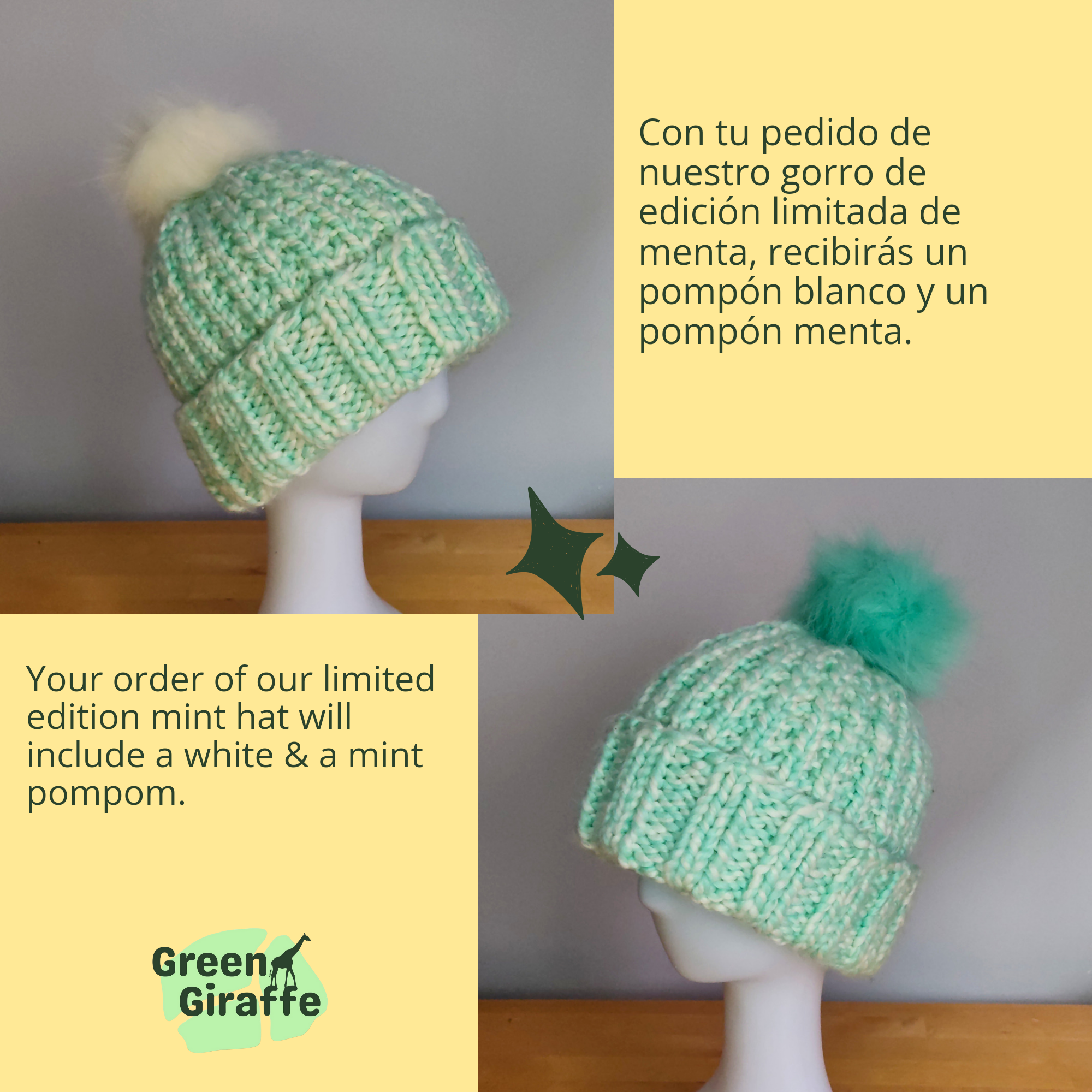 PomSwitch Woolly Hat - Green Giraffe