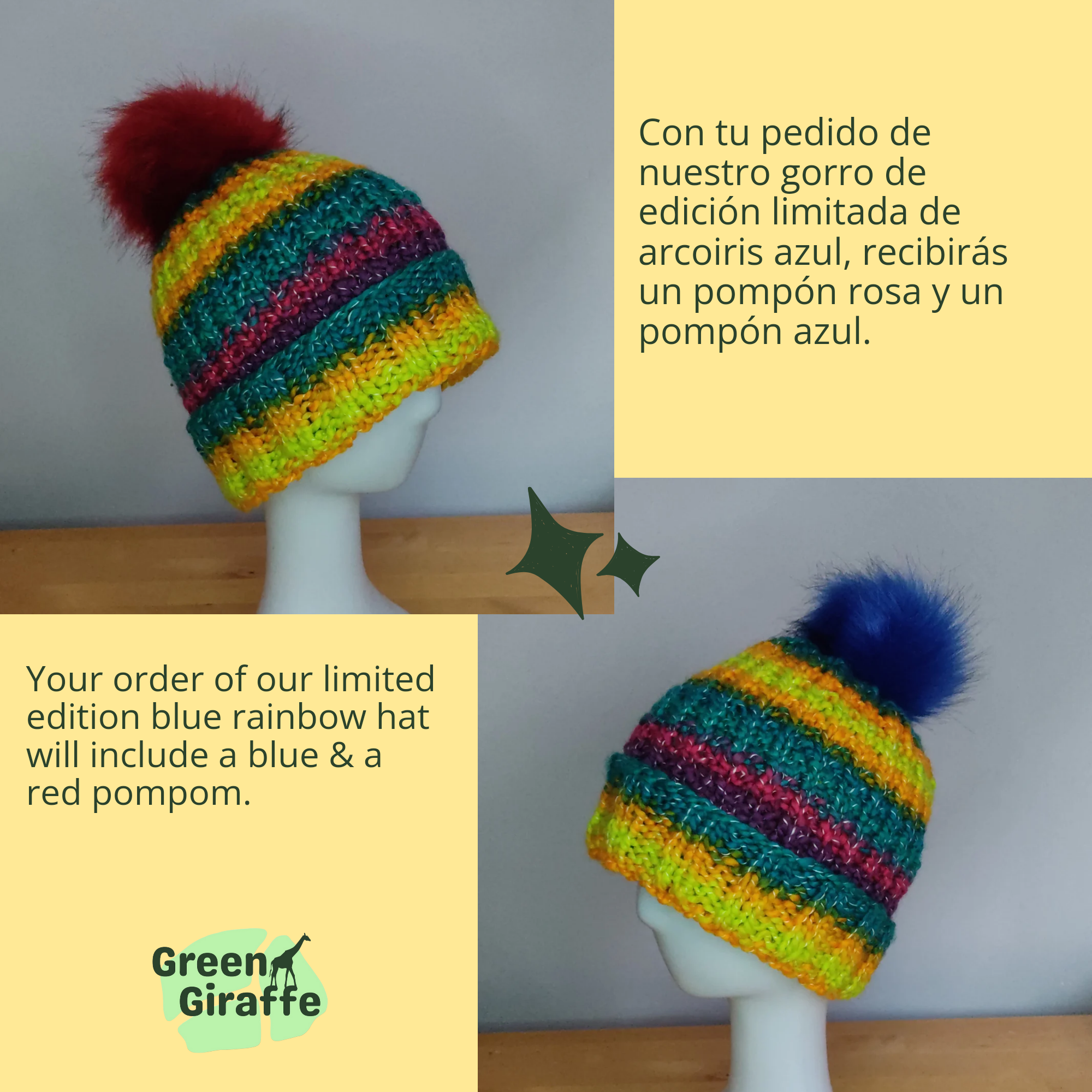 PomSwitch Woolly Hat - Green Giraffe