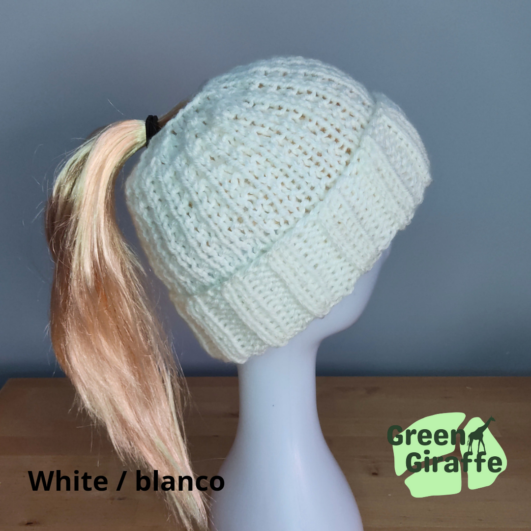 Ponytail Perfect Woolly Hat - Green Giraffe