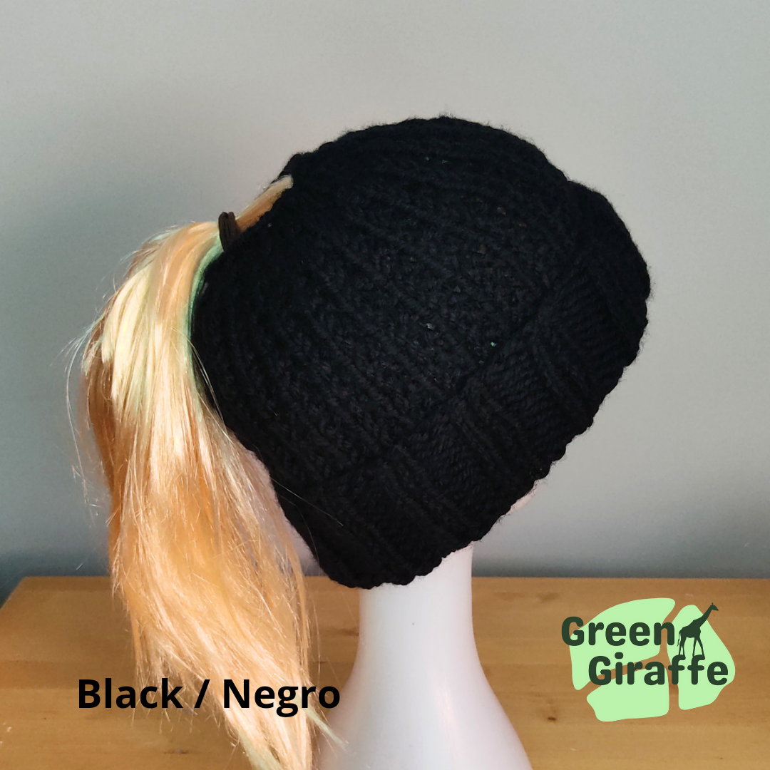 Ponytail Perfect Woolly Hat - Green Giraffe