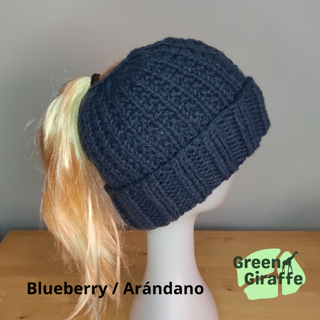 Ponytail Perfect Woolly Hat - Green Giraffe