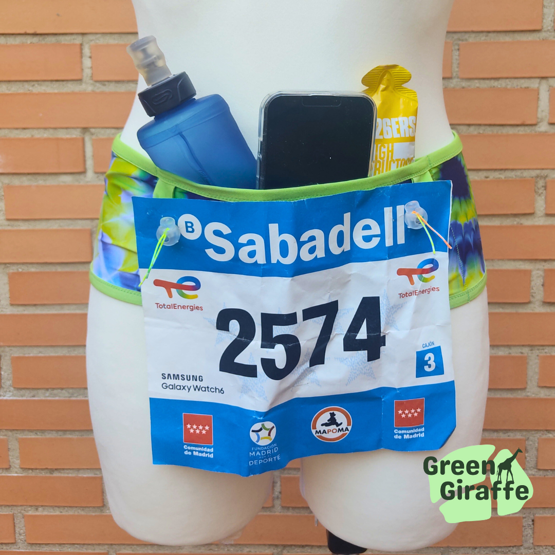 RunPouch Running Belt - Blue tie-dye for Active Lifestyles Runners - Green Giraffe