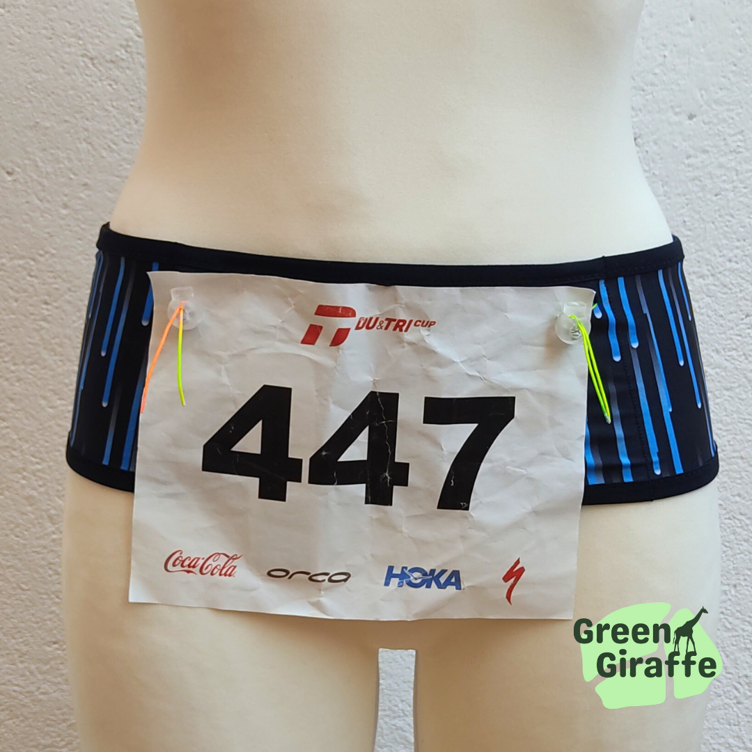 RunPouch Running Belt - Blue cascade - Green Giraffe
