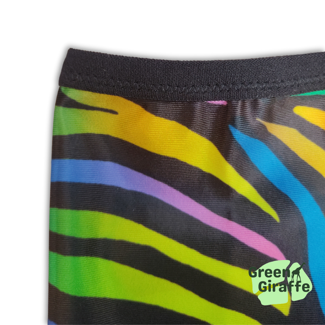 Zebra Fiesta Arm Cozies, striking zebra print design for a bold workout statement.