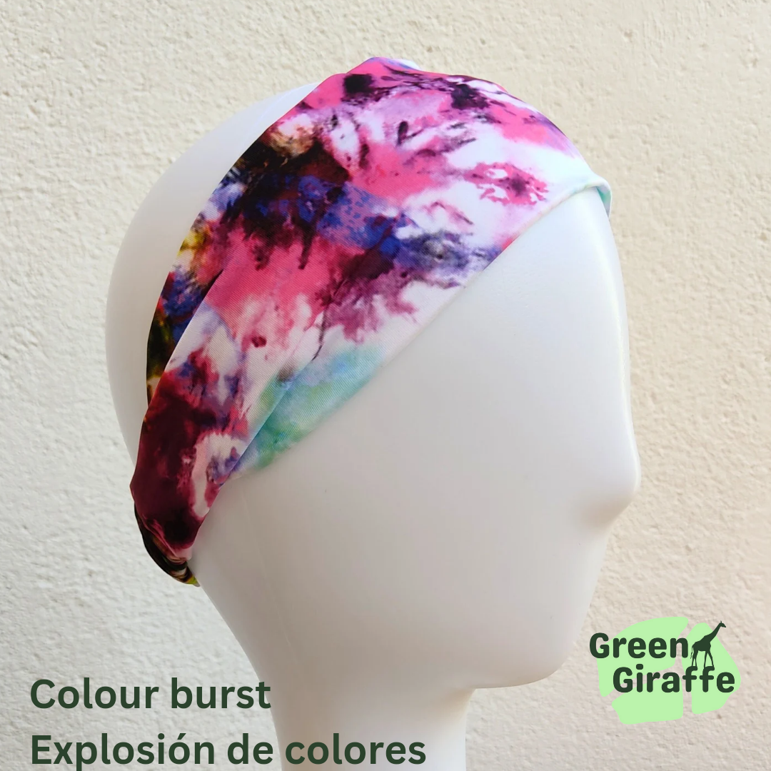 Elasticated Headband | Stretchy & Comfortable - Green Giraffe