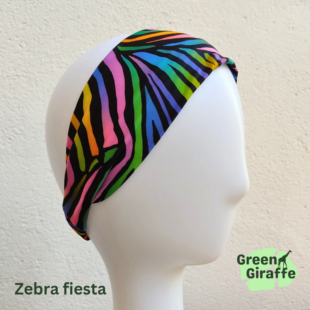 Elasticated Headband | Stretchy & Comfortable - Green Giraffe
