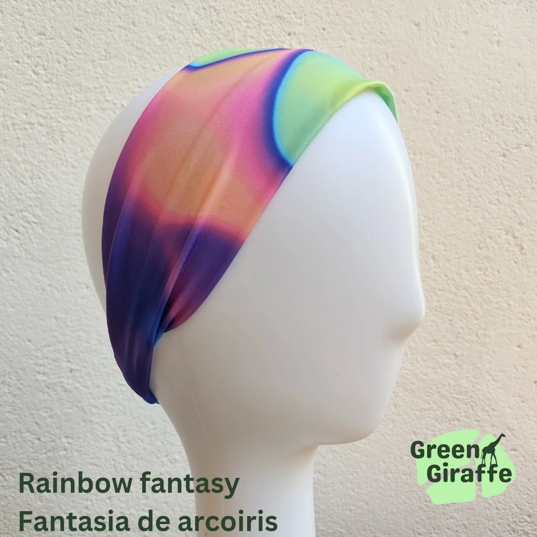 Elasticated Headband | Stretchy & Comfortable - Green Giraffe