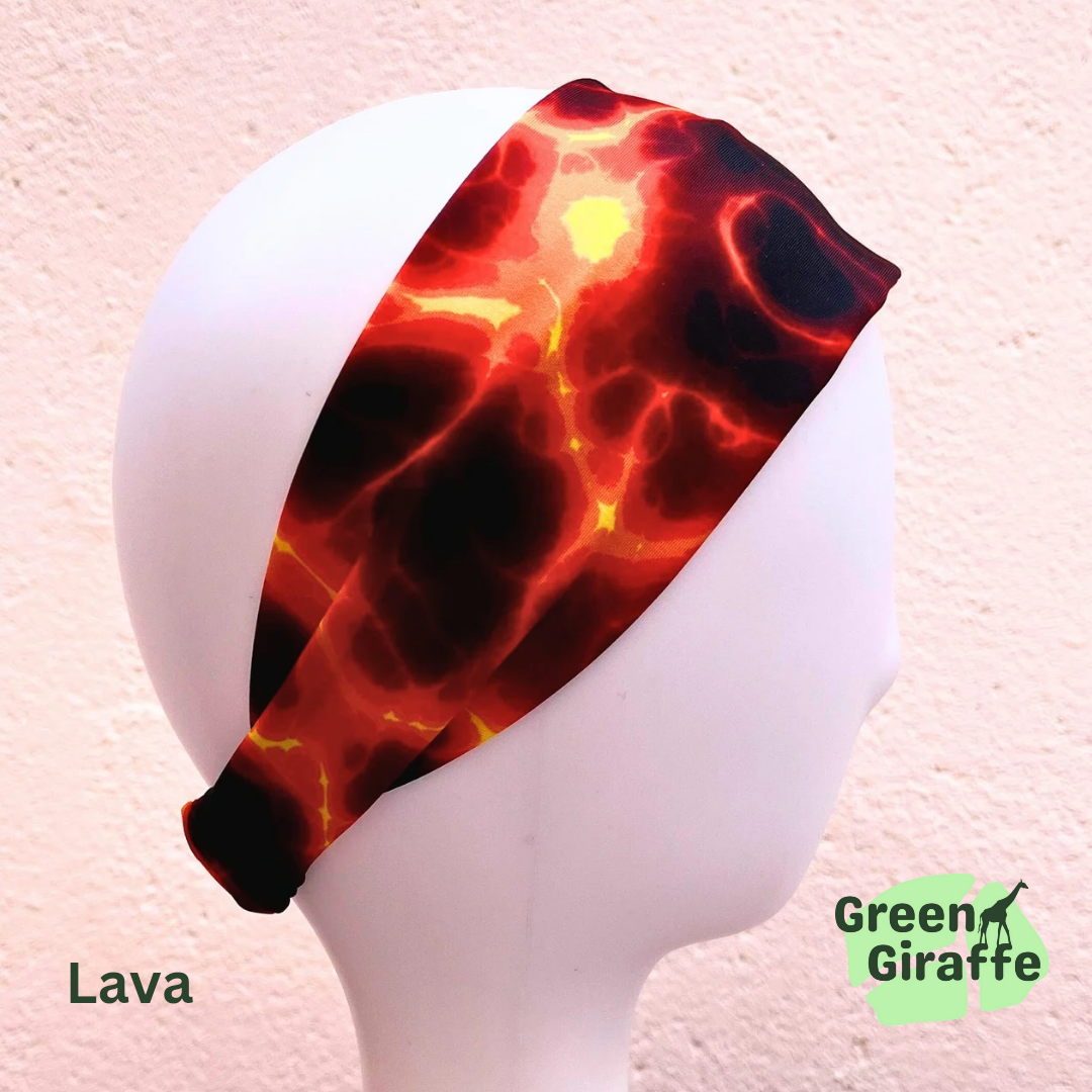 Elasticated Headband | Stretchy & Comfortable - Green Giraffe