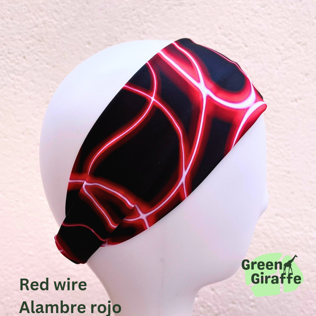 Elasticated Headband | Stretchy & Comfortable - Green Giraffe