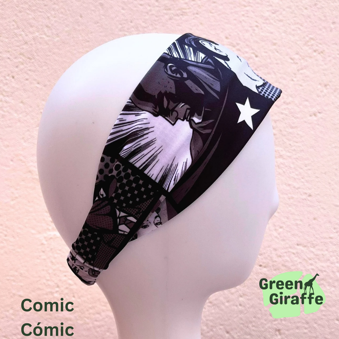 Elasticated Headband | Stretchy & Comfortable - Green Giraffe