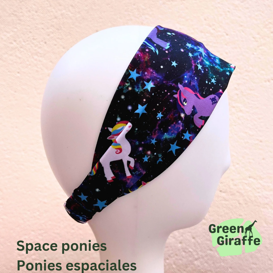Elasticated Headband | Stretchy & Comfortable - Green Giraffe
