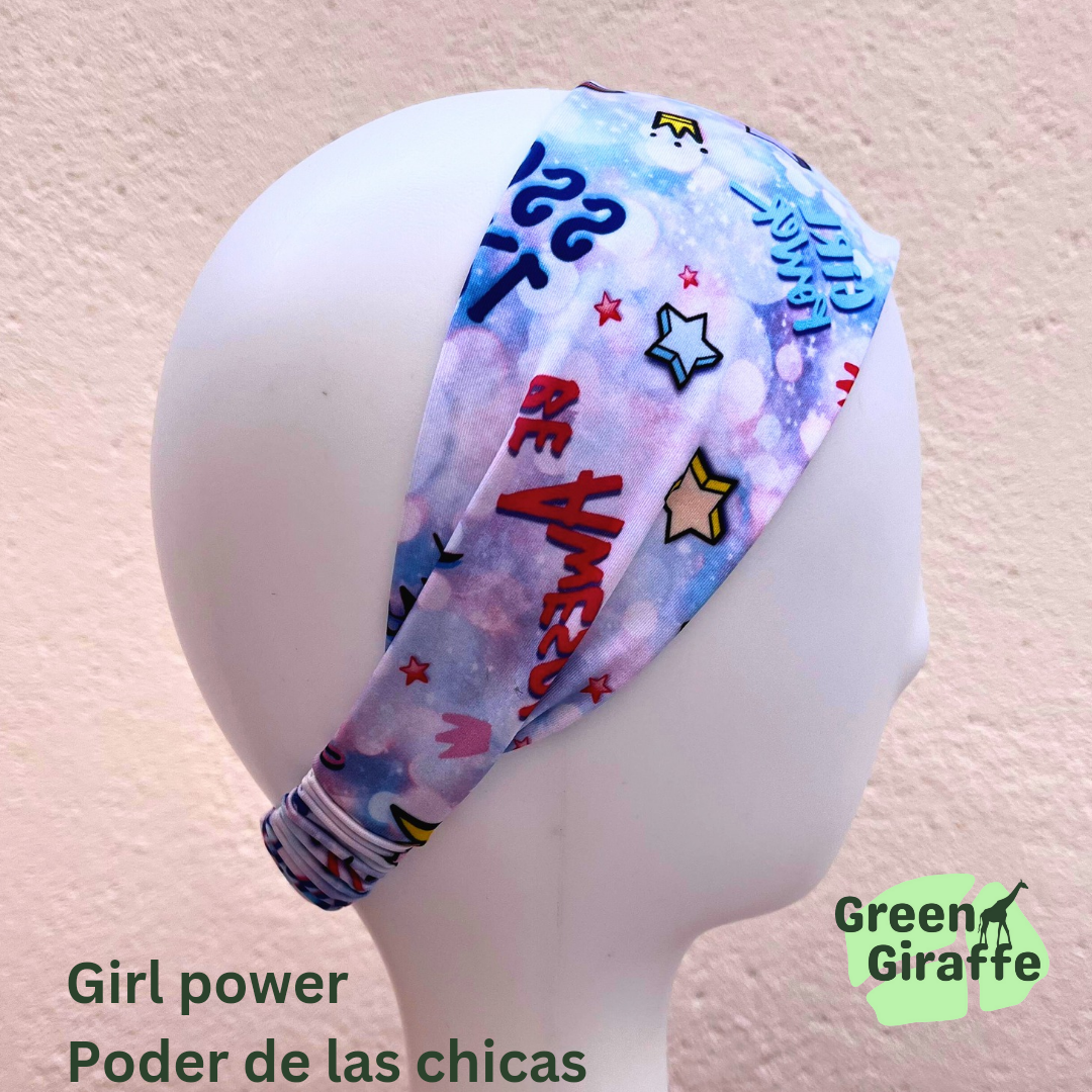 Elasticated Headband | Stretchy & Comfortable - Green Giraffe