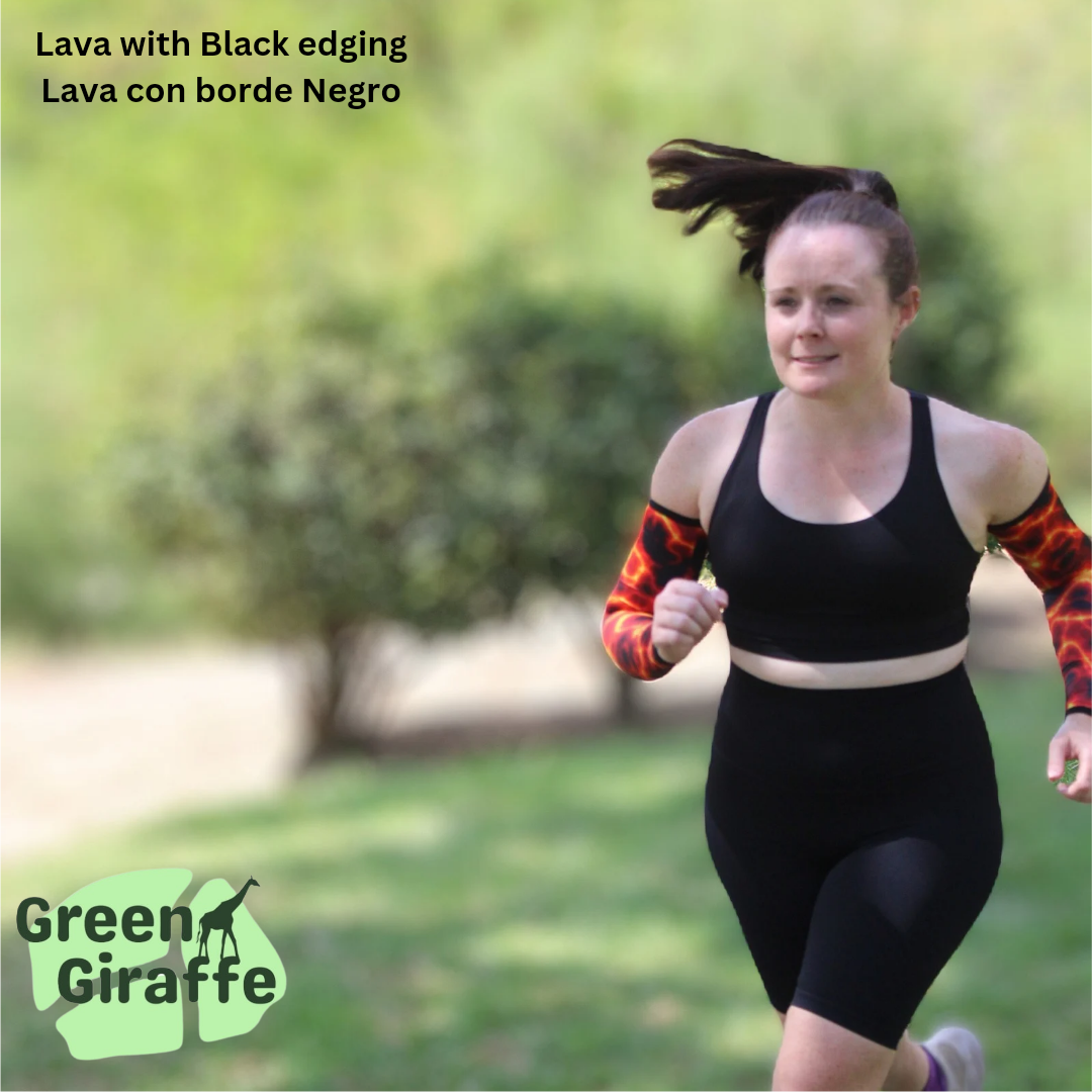 Lava Arm Cozies, bold and fiery design perfect for athletes looking to stand out.