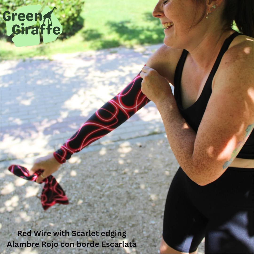 Red Wire Arm Cozies, electrifying design with a red wire pattern for a stylish look.