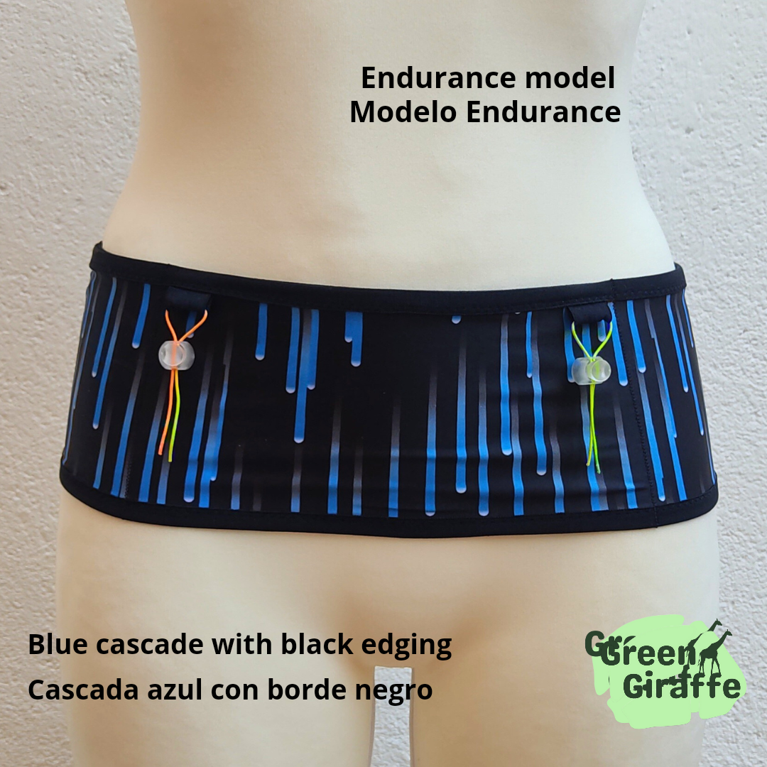 RunPouch Running Belt - Blue cascade - Green Giraffe