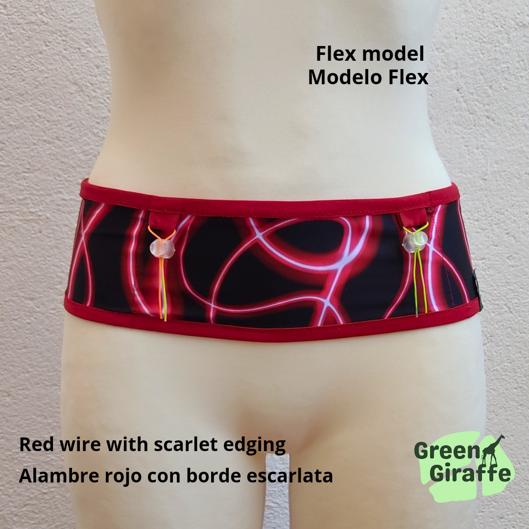 RunPouch Running Belt - Red wire - Green Giraffe