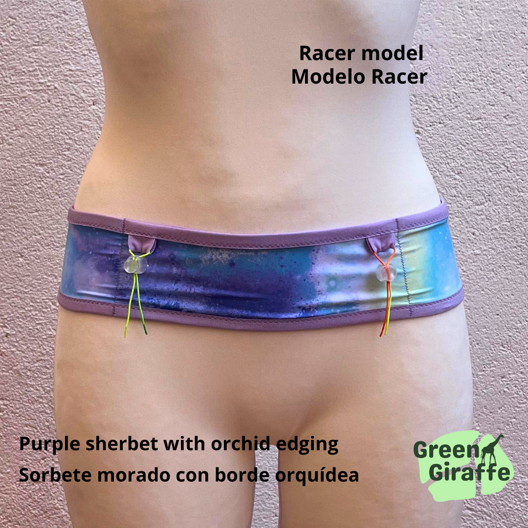 RunPouch Running Belt - Purple sherbet - Green Giraffe