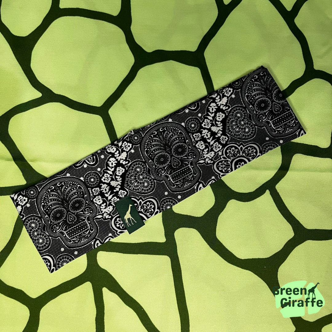 SALE | Skulls Tubular Headband - Green Giraffe