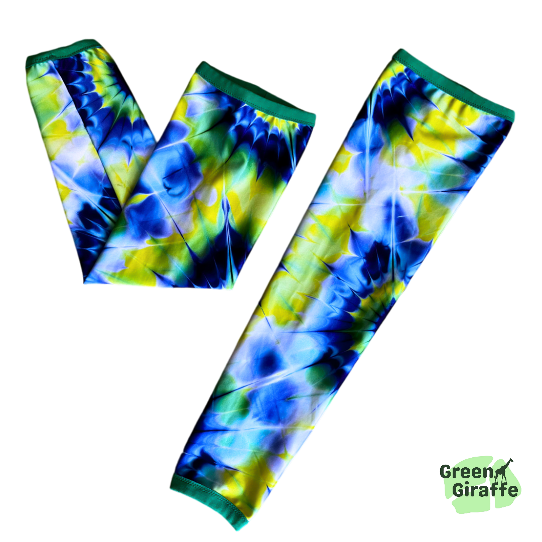 Arm Cozies - Blue tie-dye - Green Giraffe