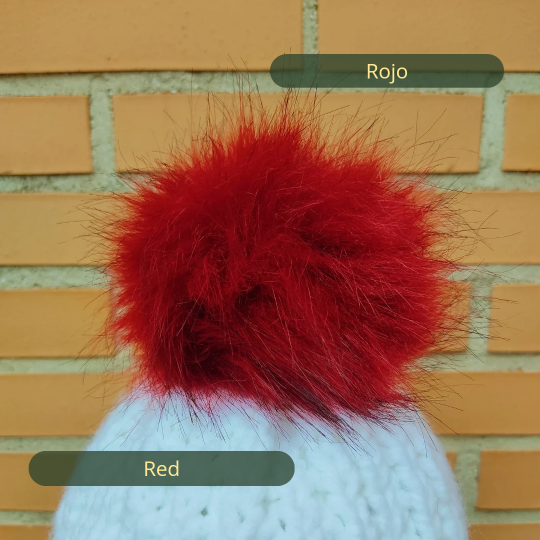 Red coloured pompom
