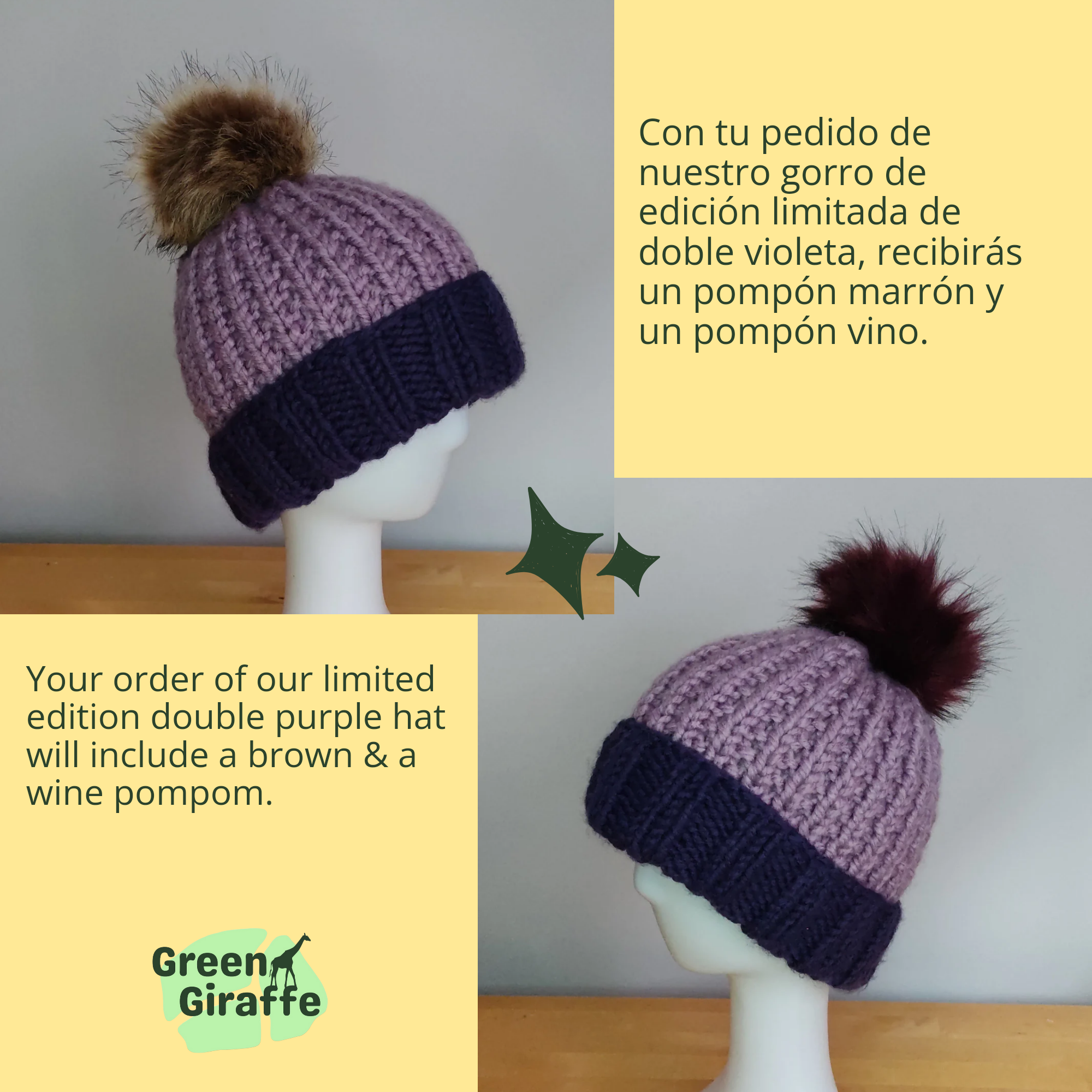 PomSwitch Woolly Hat - Green Giraffe